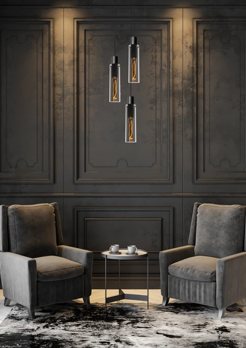 Lucide ORLANDO - Lámpara colgante - Ø 32 cm - 3xE27 - Ahumado - ambiente 3